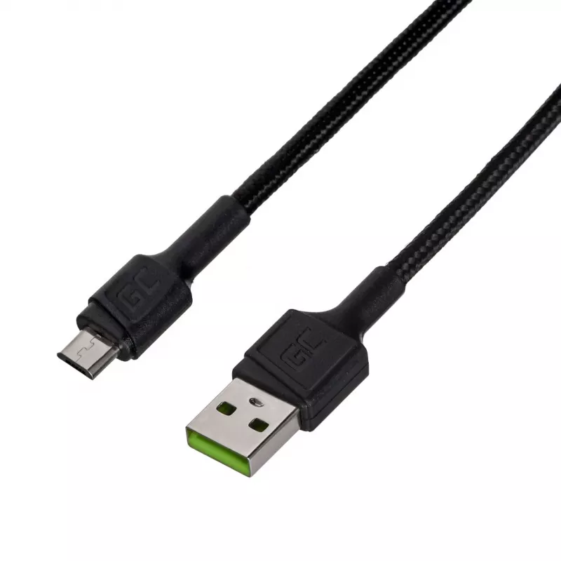 Kabel USB 2.0 zielony Cell KABGC23, USB A – Micro-USB B, 0,3 m, czarny