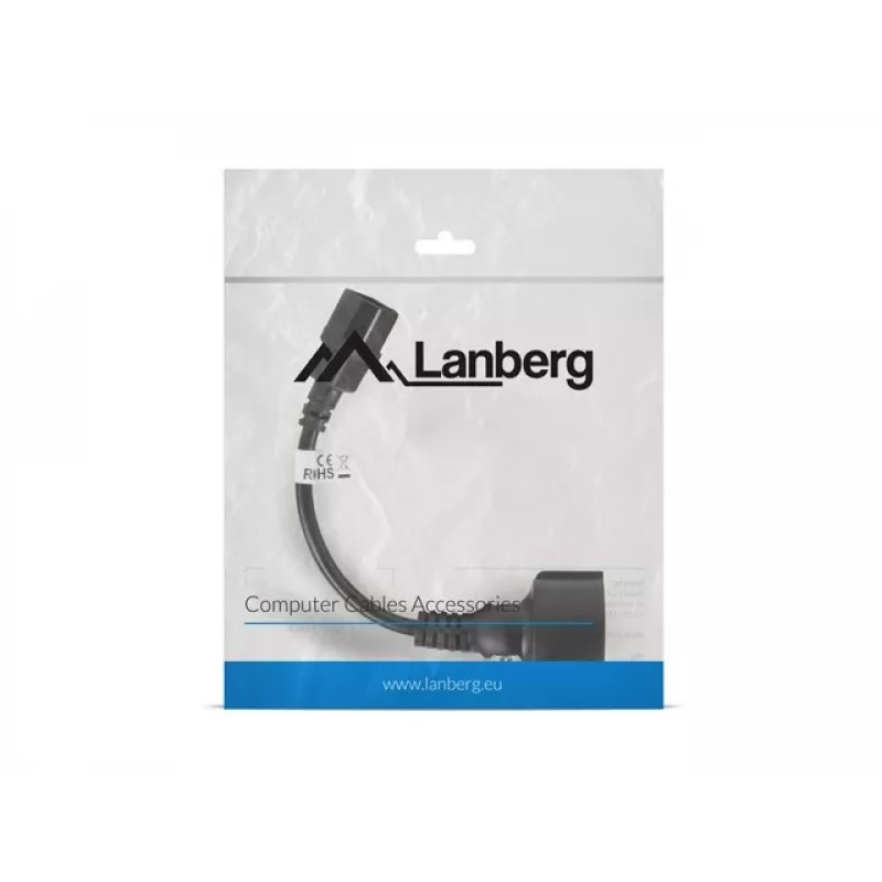 Lanberg CA-C14E-10CC-0018-BK Stromkabel Schwarz 0,18 m C14-Koppler (CA-C14E-10CC-0018-BK)