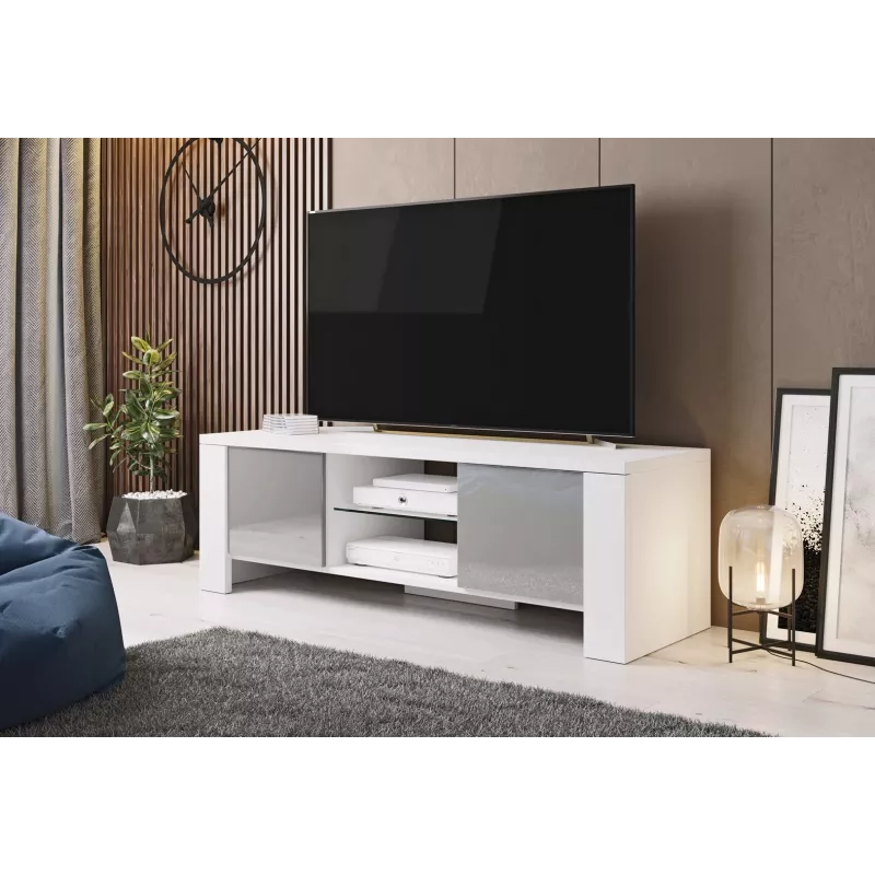 Cama stojak TV WEST 42/130/42 biały/szary połysk