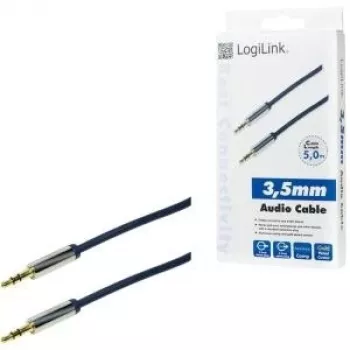 Kabel audio Logilink – wtyk mini jack stereo 3,5 mm (męski) – 5 m – ciemnoniebieski (CA10500)
