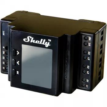 Moduł przekaźnikowy na szynę DIN Shelly 4-kanałowy Pro 4PM Wi‑Fi, 4 kanały, AC 110–240 V, pomiar mocy i energii, montaż na szynie DIN