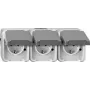 Gniazdo natynkowe merten MEG2391-8029 CEE 7/3, kompatybilne z wtyczkami CEE 7/4, IP44, 250 V, 16 A, szary, 223×83×57 mm