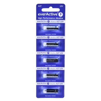 Akumulatorki everActive 27A5BL, alkaliczne 12 V, cylindryczne, 5 szt., 27,3 × 7,62 mm