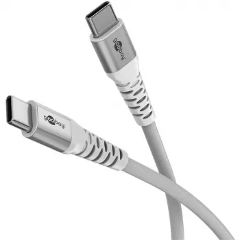 Goobay KAB USB-C (ST-ST) 2m Przewód połączeniowy w oplocie tekstylnym Biały Kabel USB USB 2.0 USB C (70194)