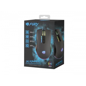 Mysz FURY Scrapper dla graczy symetryczna USB Typ-A Optyczna 6400 DPI
