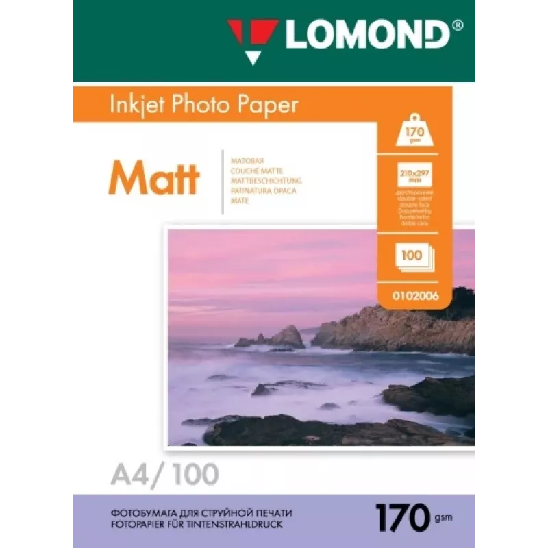 Lomond Photo Inkjet Paper Matte 170 g/m2 A4, 100 arkuszy, dwustronny