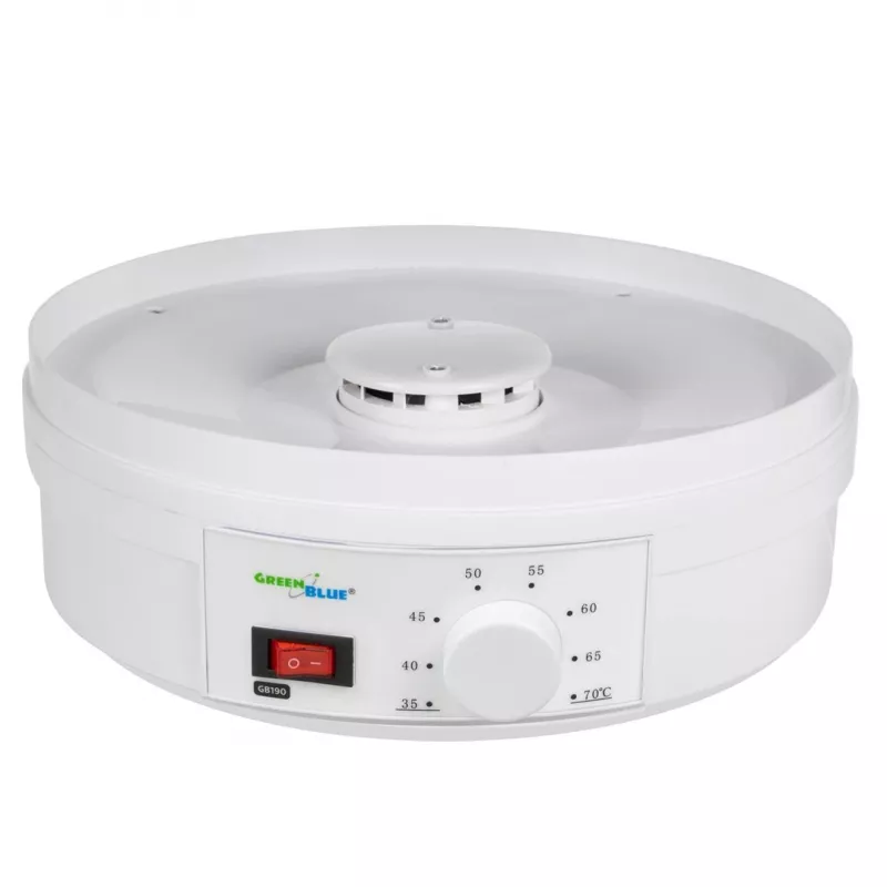 Suszarka do żywności GreenBlue GB190 z 5 tacami, 250 W, regulowana temperatura, średnica tacy 32 cm