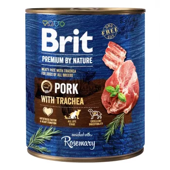 Mokra karma dla psa Brit Premium by Nature wieprzowina z tchawicą 800 g, dorosłe psy, puszka, 78% wilgotności