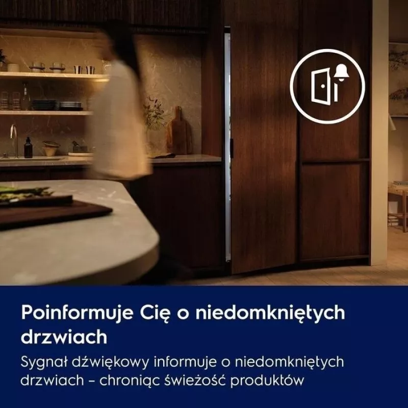 Zabudowana lodówko-zamrażarka Electrolux ENS3SE18S — stal nierdzewna, górny zamrażalnik, odwracalne drzwi, klasa energetyczna E