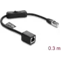 Kabel krosowy sieciowy DELOCK RJ45 kat.6 F/UTP 0,3 m ze zintegrowanym przełącznikiem i osłoną