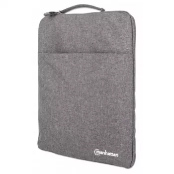 Manhattan Seattle etui na laptopa 15,6 cala, szare, wyściełane, bardzo miękkie wewnętrzne wyściółka, komora główna z podwójnymi zamkami błyskawicznymi, zapinana na zamek kieszeń przednia, pętla do przenoszenia, wodoodporne i trwałe, pokrowiec na notebooka, trzyletnia gwarancja
