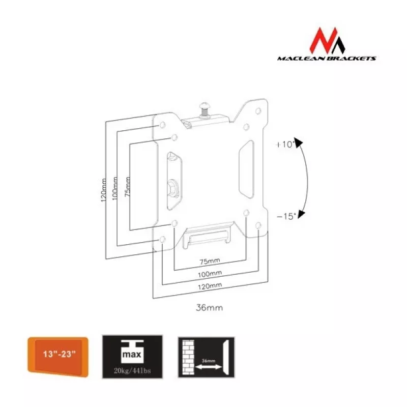 Uniwersalny uchwyt do telewizora lub monitora MC-596 13-23 VESA 100x100 20kg