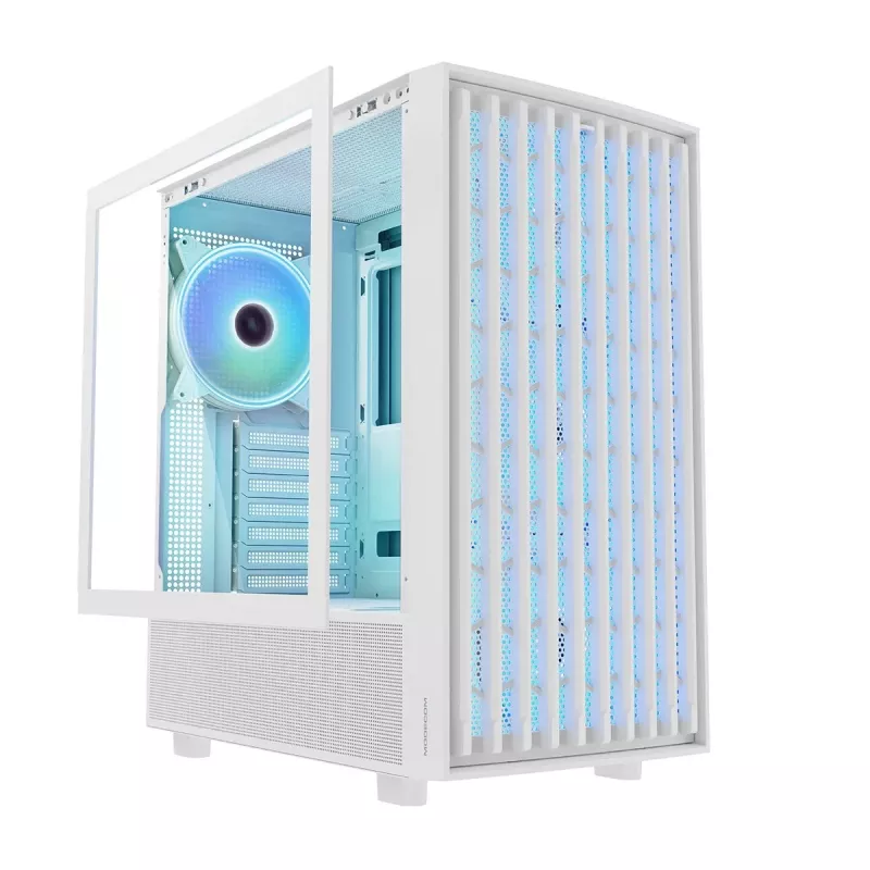 Obudowa PC MODECOM BREEZE ARGB Flow MIDI Czarna — ATX, 3x140mm przód + 1x140mm tył, szkło hartowane, USB-C