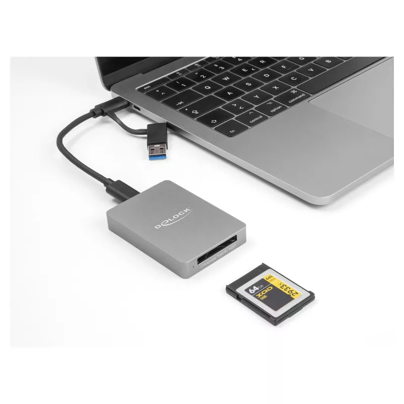 DeLOCK USB Type-C Card Reader CFexpress XQD Aluminium szary 10000 Mbit/s
