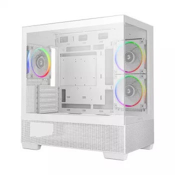 Obudowa PC Midi Tower DeepCool CG380 3F WH — Biała, 235×437×451 mm, obsługa 2,5 cala/3,5 cala, PSU na dole, 3 wentylatory 120 mm zainstalowane