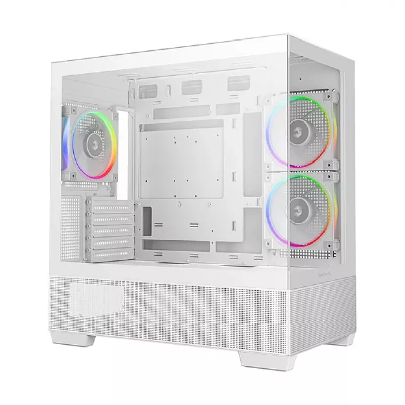 Obudowa PC Midi Tower DeepCool CG380 3F WH — Biała, 235×437×451 mm, obsługa 2,5 cala/3,5 cala, PSU na dole, 3 wentylatory 120 mm zainstalowane