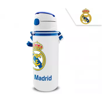 Aluminiowa butelka sportowa dla dzieci z ustnikiem KIDS 600 ml – design Real Madryt