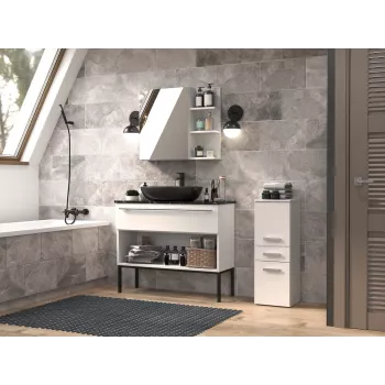 Szafka łazienkowa stojąca Top e Shop NEL V DDS BIEL — 300×300×850 mm, 3 półki, biała