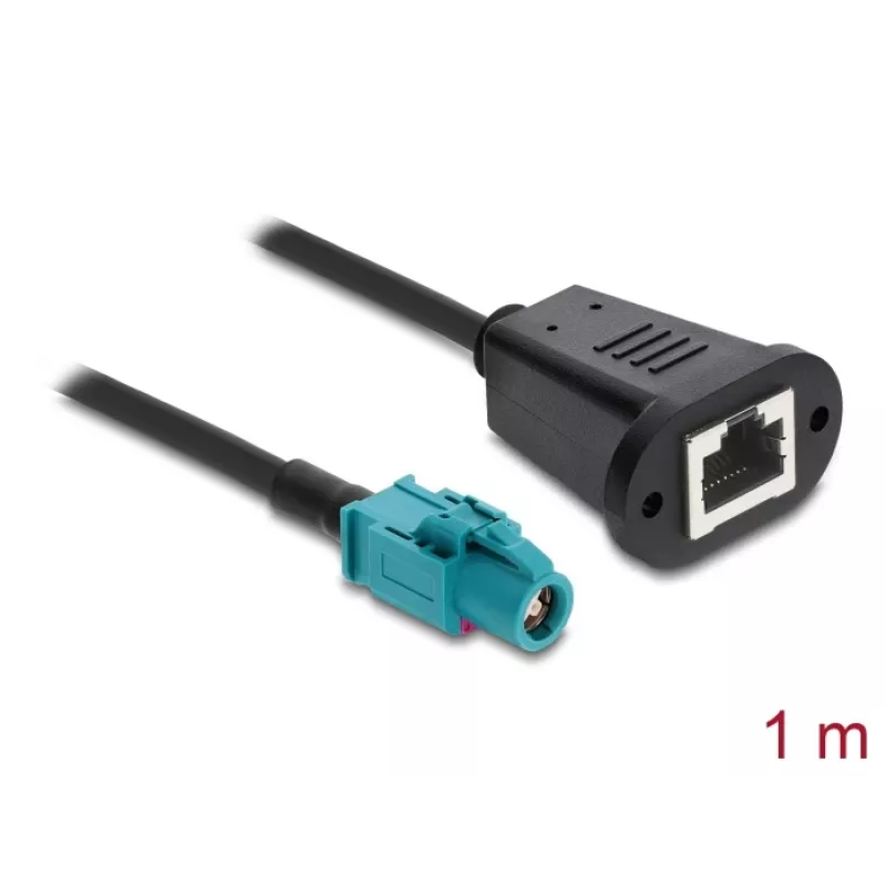 Kabel koncentryczny DELOCK 90700 — 1 m, HSD Z do RJ-45, czarny/niebieski