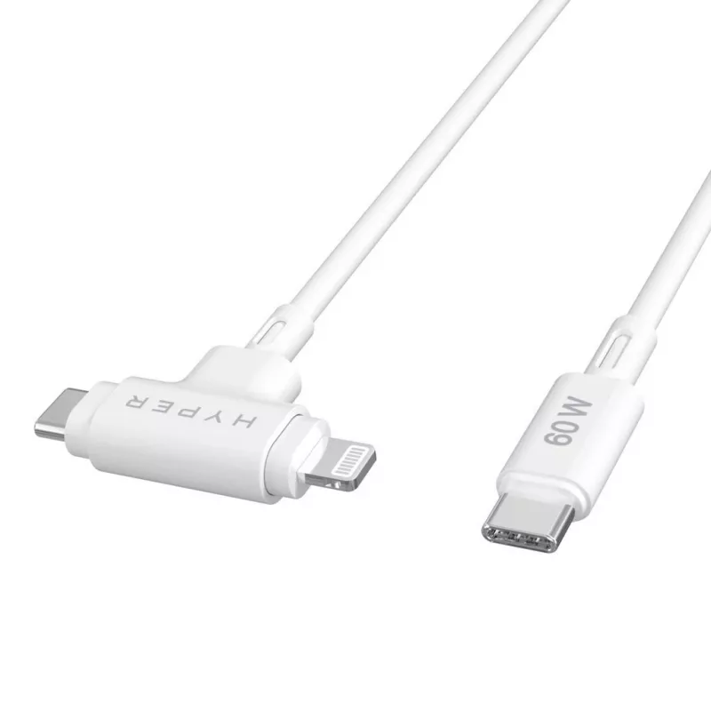 Przewód USB HYPER HyperJuice USB 2.0 1,5 m USB-C USB-C/Lightning Biały