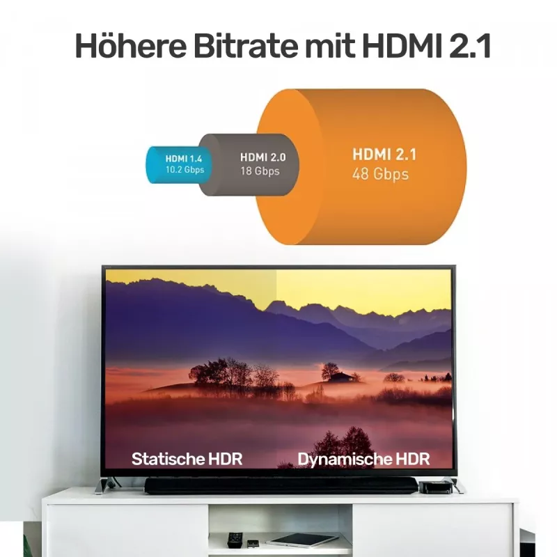 Kabel HDMI Unitek 8K HDMI 2.1 Ultra Speed 3 m, Typ A męski–męski, 48 Gbit/s, 60 Hz, czarny