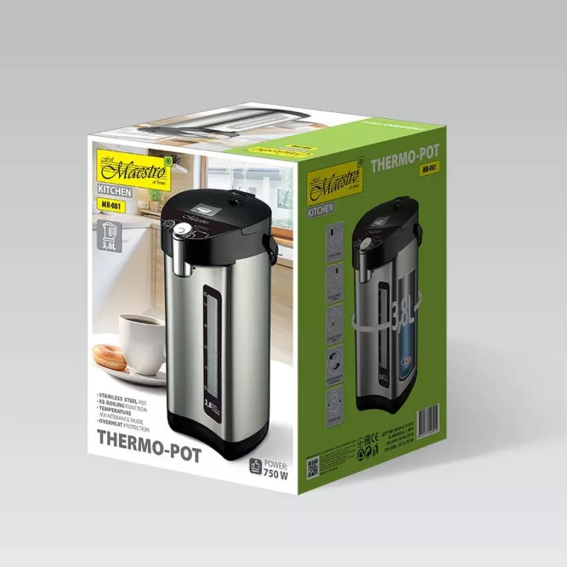 Feel-Maestro MR-081 termopot 3.8 L Srebrny, Czarny