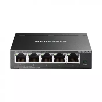 Niezarządzalny przełącznik sieciowy TP-LINK Mercusys MS105GS-M2 — 5-portowy Gigabit Ethernet (10/100/1000), czarny
