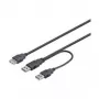 Wentronic Goobay USB 2.0 Hi-Speed Dual-Power Cable, czarny, 0,3 m - wtyk USB 2.0 (typ A), wtyk USB 2.0 (typ A) > gniazdo USB 2.0 (typ A) (93353)
