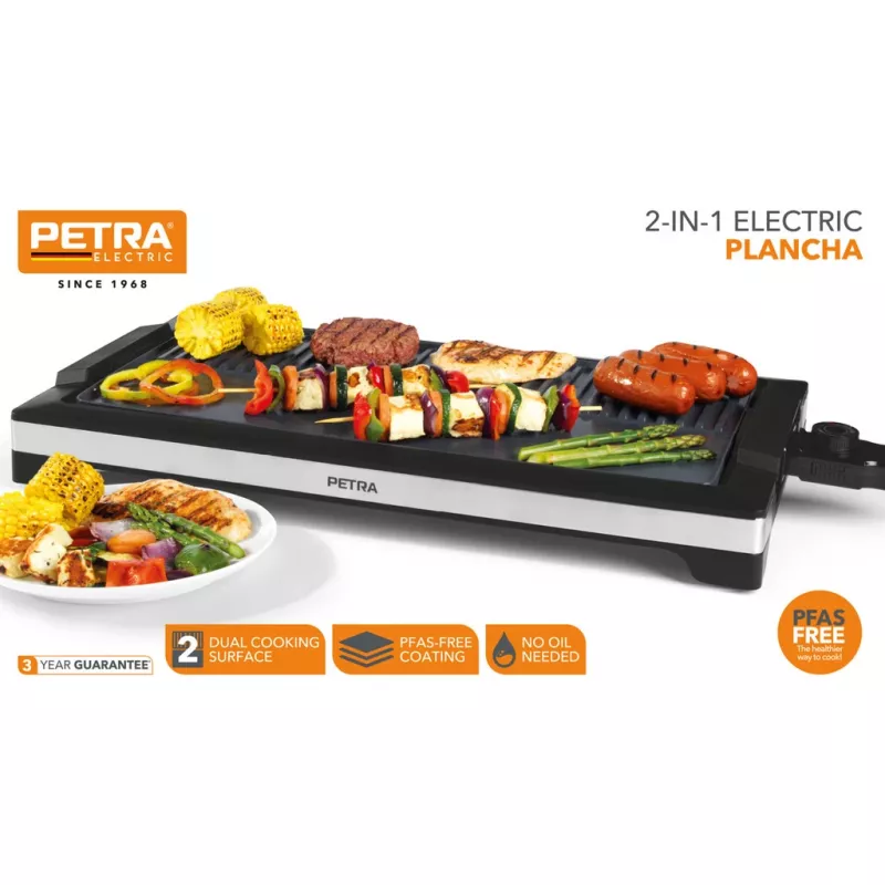 Patelnia elektryczna Petra PT6244VDE 2-w-1 z nieprzywierającą powierzchnią i regulacją temperatury