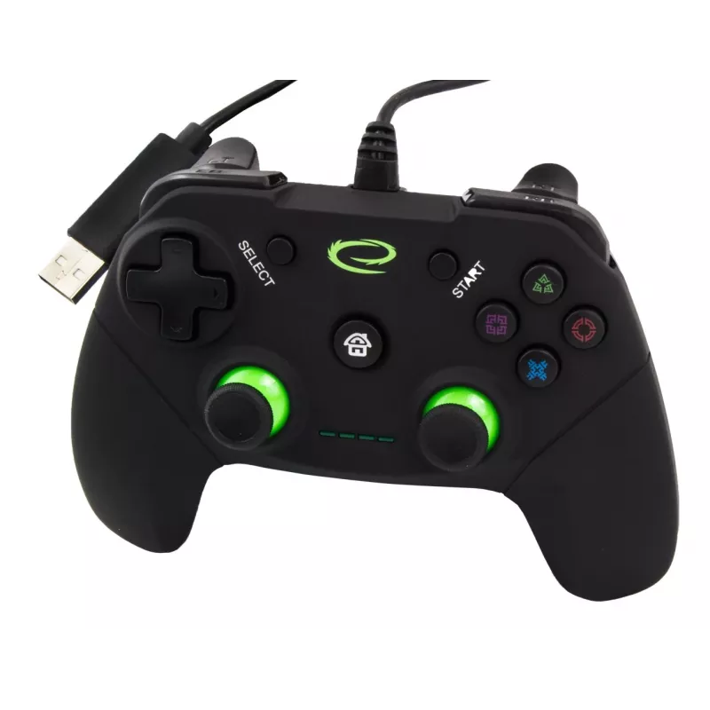Gamepad ESPERANZA EGG110K przewodowy USB z wibracją, 12 przycisków, kabel 1,5 m — do PC i PS3