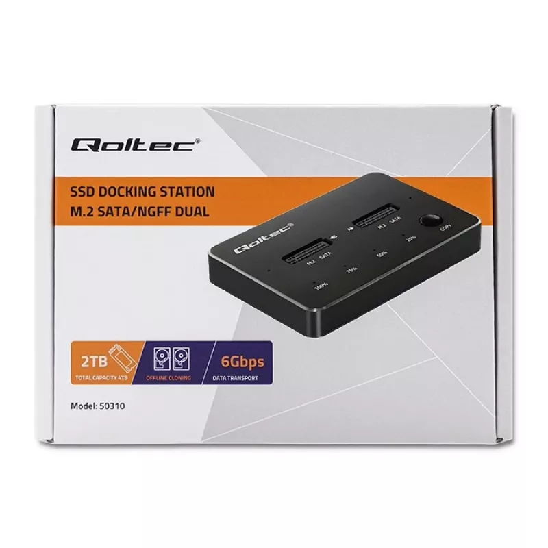 Qoltec 50310 Stacja dokująca do dysków 2x SSD M.2 SATA NGFF USB Type C