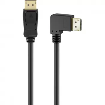 kabel DisplayPort Plug 90° > DisplayPort Plug, 8K / 144Hz (czarny, 2 Meter, 1 Plug 90° bocznie kątowany, 54 Gbit/s, DisplayPort 2.0 / 2.1)