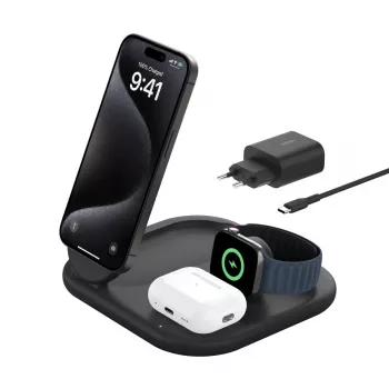 Belkin BoostCharge ładowarka do słuchawek bezprzewodowa szybkie ładowanie USB Type-C czarna