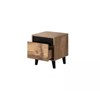 Szafka nocna NORD, zestaw 2 szt., 40×38×45 cm, dąb wotan/antracyt, 1 szuflada, rama 16 mm