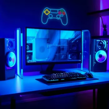 Przewodowy gamepad USB MANTA SNL63MT Neon Lights — kontroler PC z łączem USB
