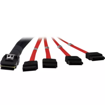 Inter-Tech - Kabel SATA/SAS - Serial ATA 150/300/600 - 4-ścieżkowy - 36 PIN 4iMini MultiLane na SATA - 1,0 m - Czerwony (88885301)