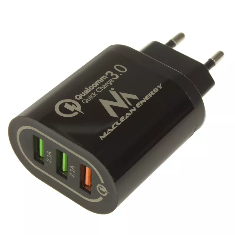 Ładowarka sieciowa USB MACLEAN MCE479B — 3 porty USB, łączna moc 18 W, kompaktowa