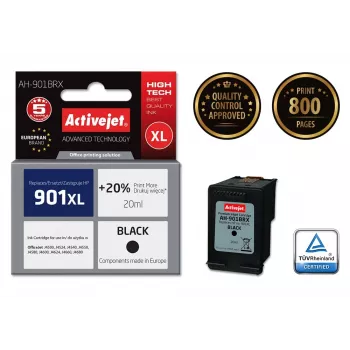 Tusz Activejet AH-901BRX (zamiennik HP 901XL CC654AE; Premium; 20 ml; czarny)