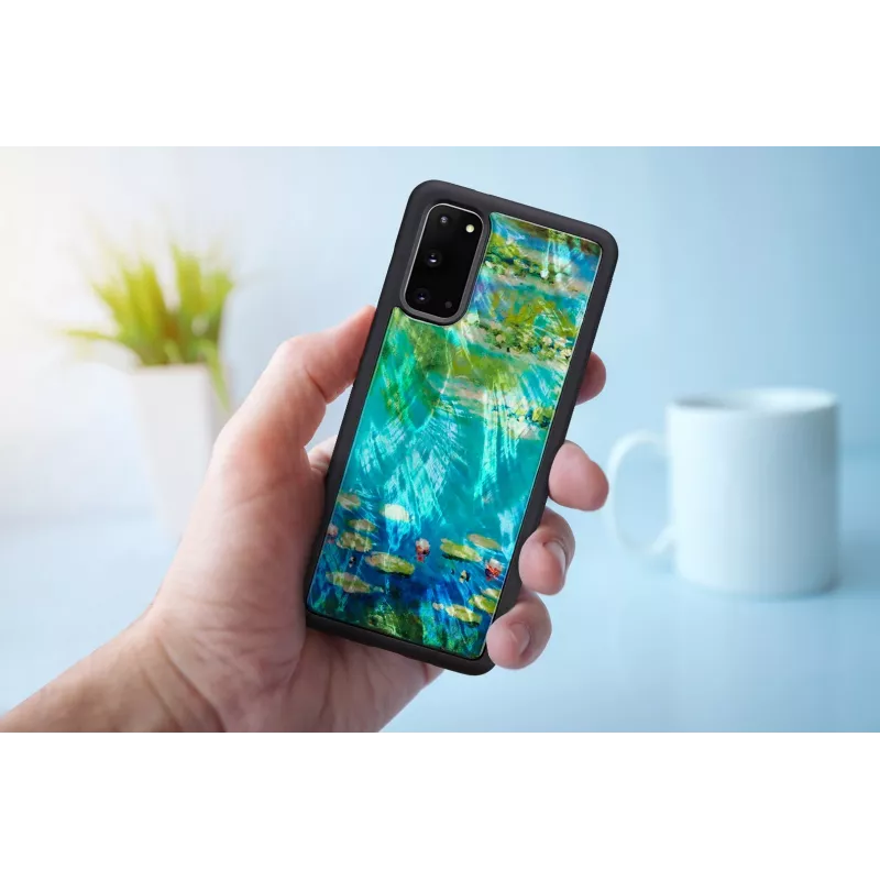 Etui ochronne iKins na telefon Samsung Galaxy S20 — Czarny Wzór Lilii Wodnych
