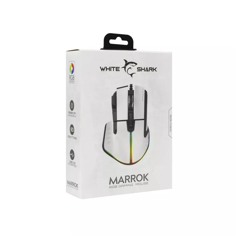 biały Shark GM-9006 MARROK Biały RGB / 12.000 dpi