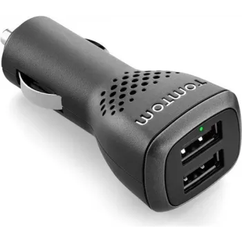 TomTom High-Speed Dual Charger - Zasilacz samochodowy - 2,4 A - 2 porty wyjściowe (USB) - do GO 5200, 620, 6200, GO Professional 520, 620, 62XX, RIDER 410, 42, 450, 500, 550, VIA 53