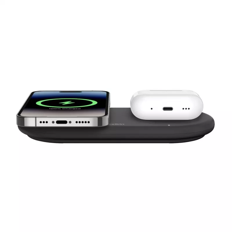 Belkin WIZ021VFBK - bezprzewodowa ładowarka 2-w-1 z technologią Qi2 15 W, czarna
