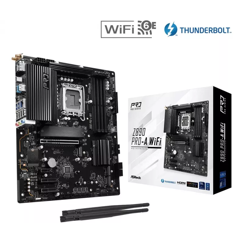 Płyta główna ASRock Z890 Pro-A WiFi — Intel Z890, LGA 1851, ATX, DDR5, 4x DIMM, 256GB, Wi‑Fi 6E, 2.5Gb LAN