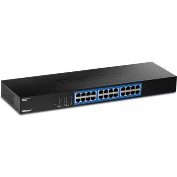 TRENDnet 24-portowy przełącznik Gigabit, TEG-S25, 24 porty Gigabit RJ-45, przepustowość 48 Gbps, konstrukcja bez wentylatora, obudowa metalowa, zasilacz wewnętrzny