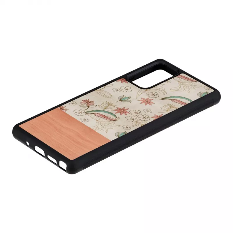 Etui Man and Wood na Samsung Galaxy Note 20 — Różowy Kwiat na Czarnym