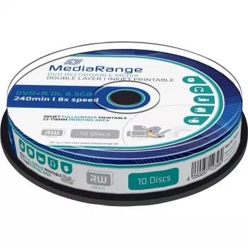 DVD+R DL MediaRange MR468 8,5 GB 8x Biały Inkjet Printable 10 szt. Wrzeciono