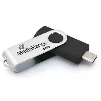 Pamięć USB MediaRange MR1953 64 GB USB Type-C 3.2 Gen 1 (3.1 Gen 1) obrotowa, Czarny/Srebrny
