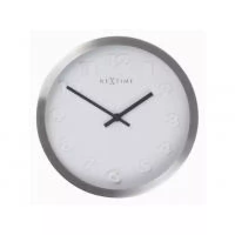 Zegar NeXtime 2991ar Paniki Number, Ø34 cm, ścienny, biały