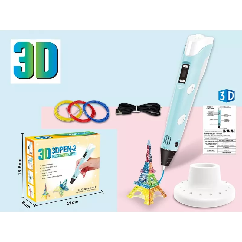 Długopis 3D, zestaw filamentów z kablem zasilającym USB