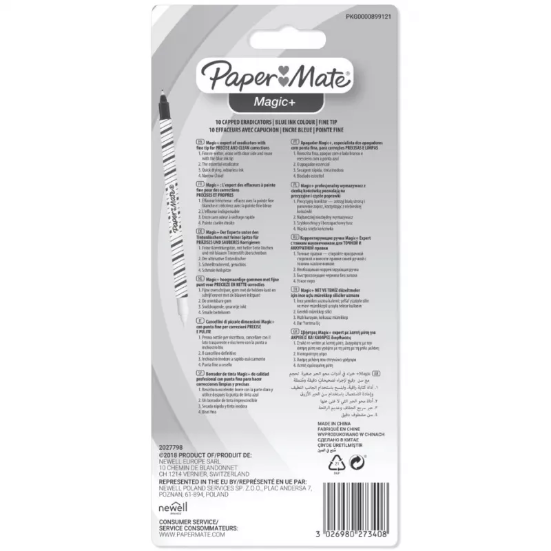 Pióro wieczne Papermate Magic+ niebiesko-białe 10 szt.